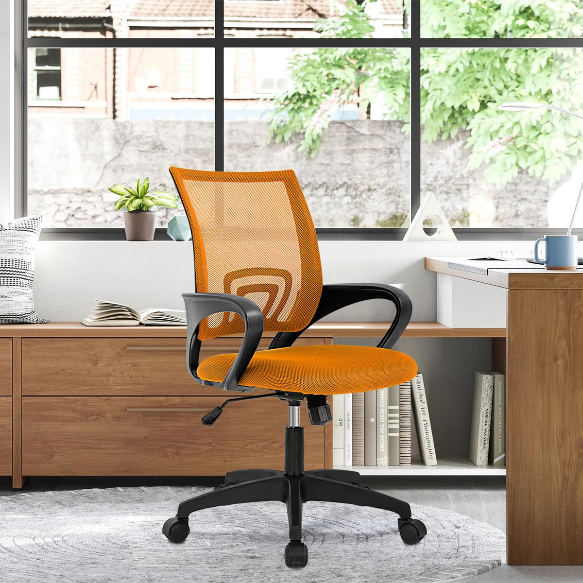 2 Pack Orange Mesh Adjustable Office Chair S753