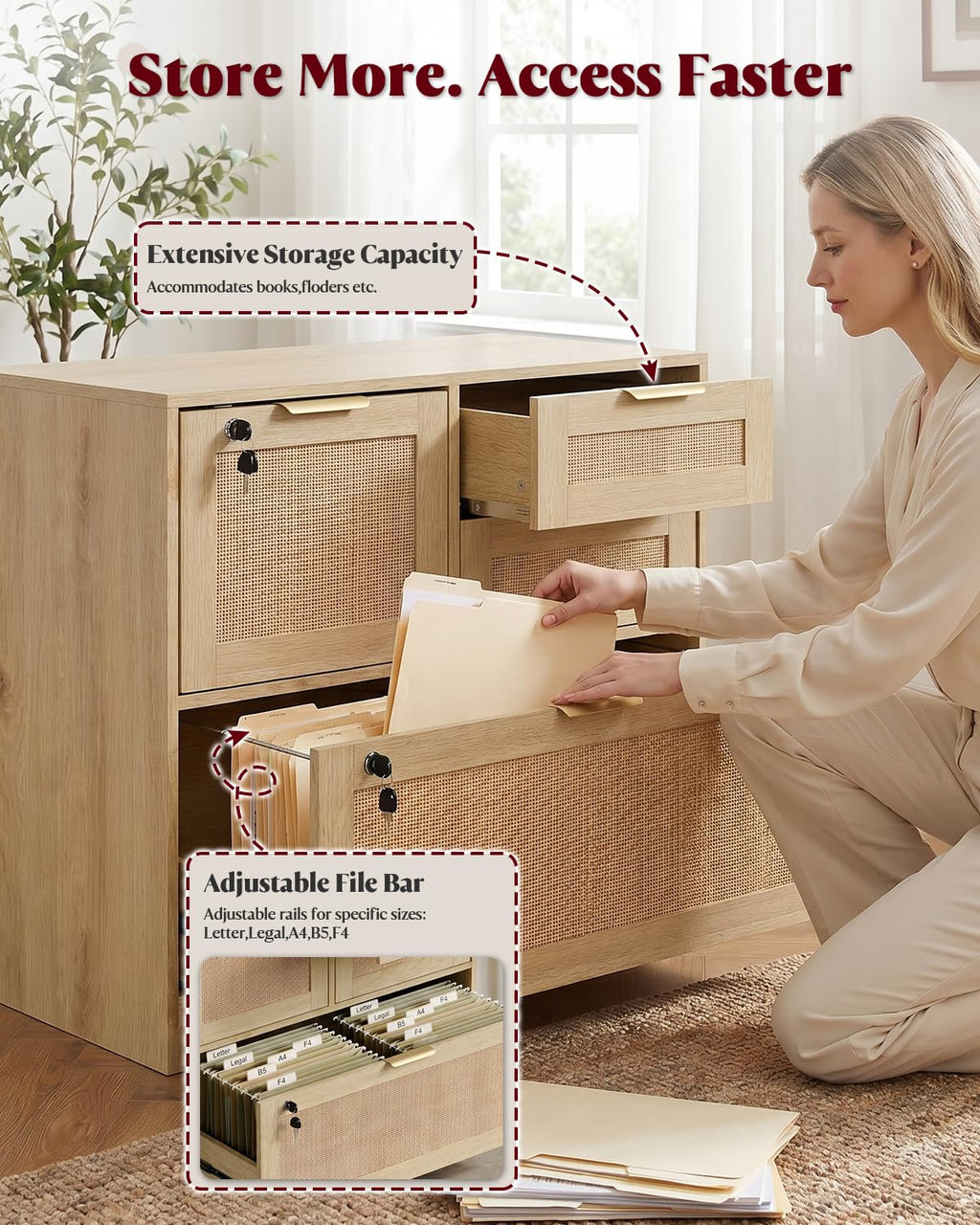 4 Drawer File Cabinet with Lock Q864