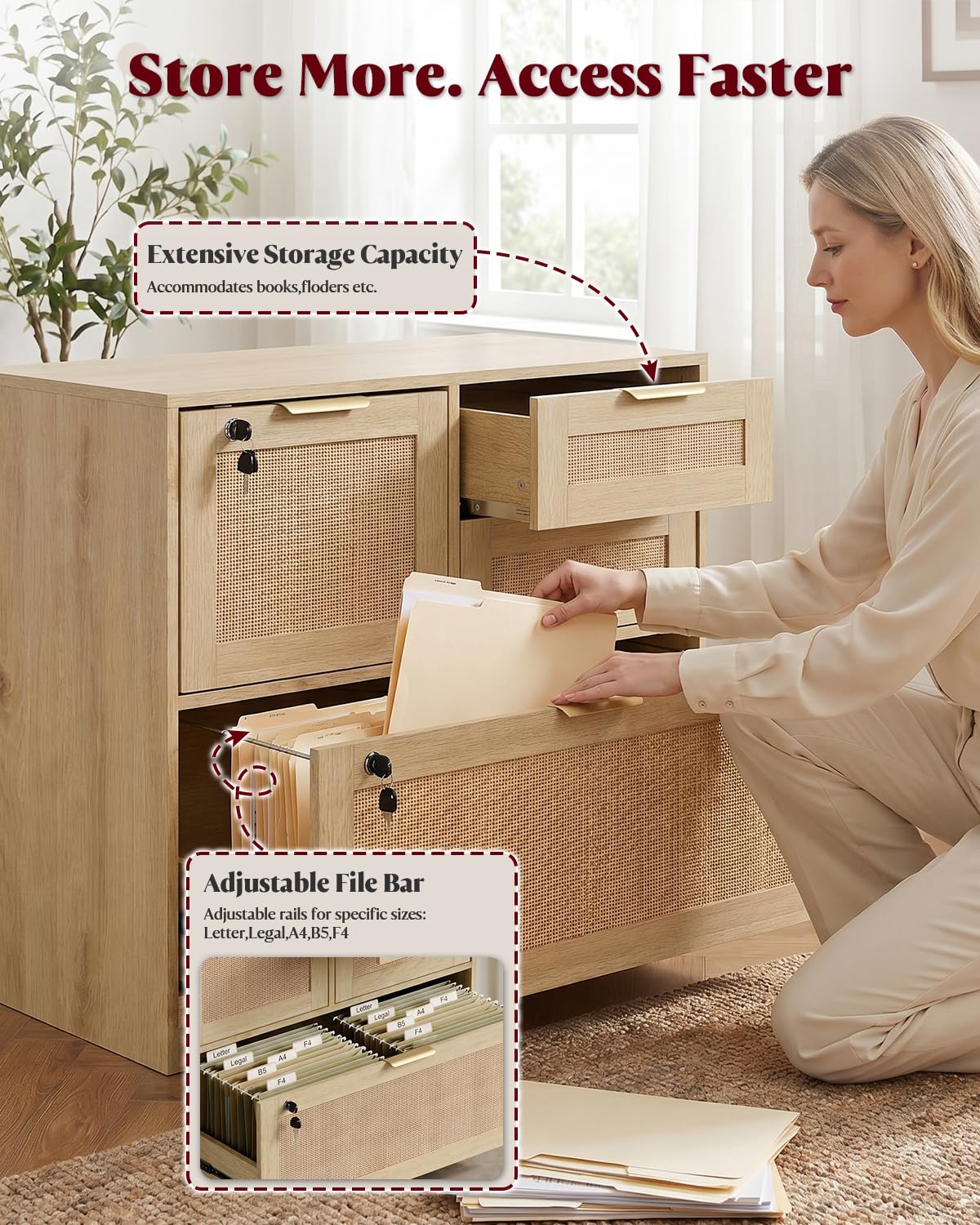 4 Drawer File Cabinet with Lock Q864