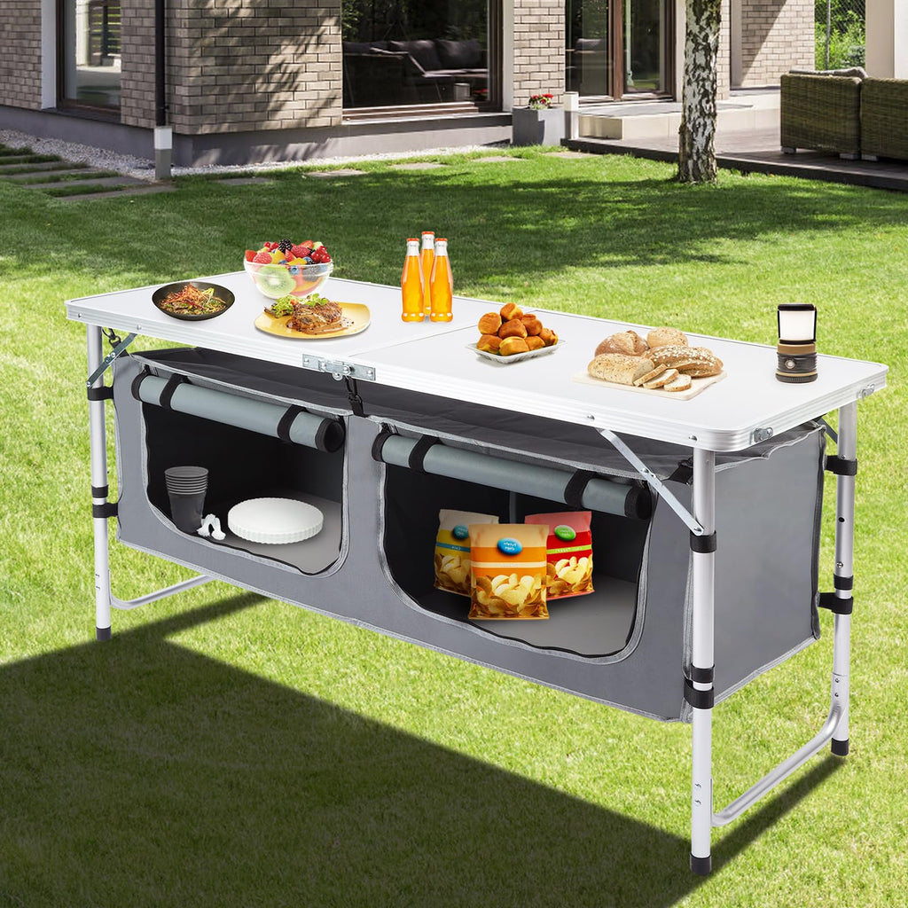 Folding Camping Table with Storage Organizer J482