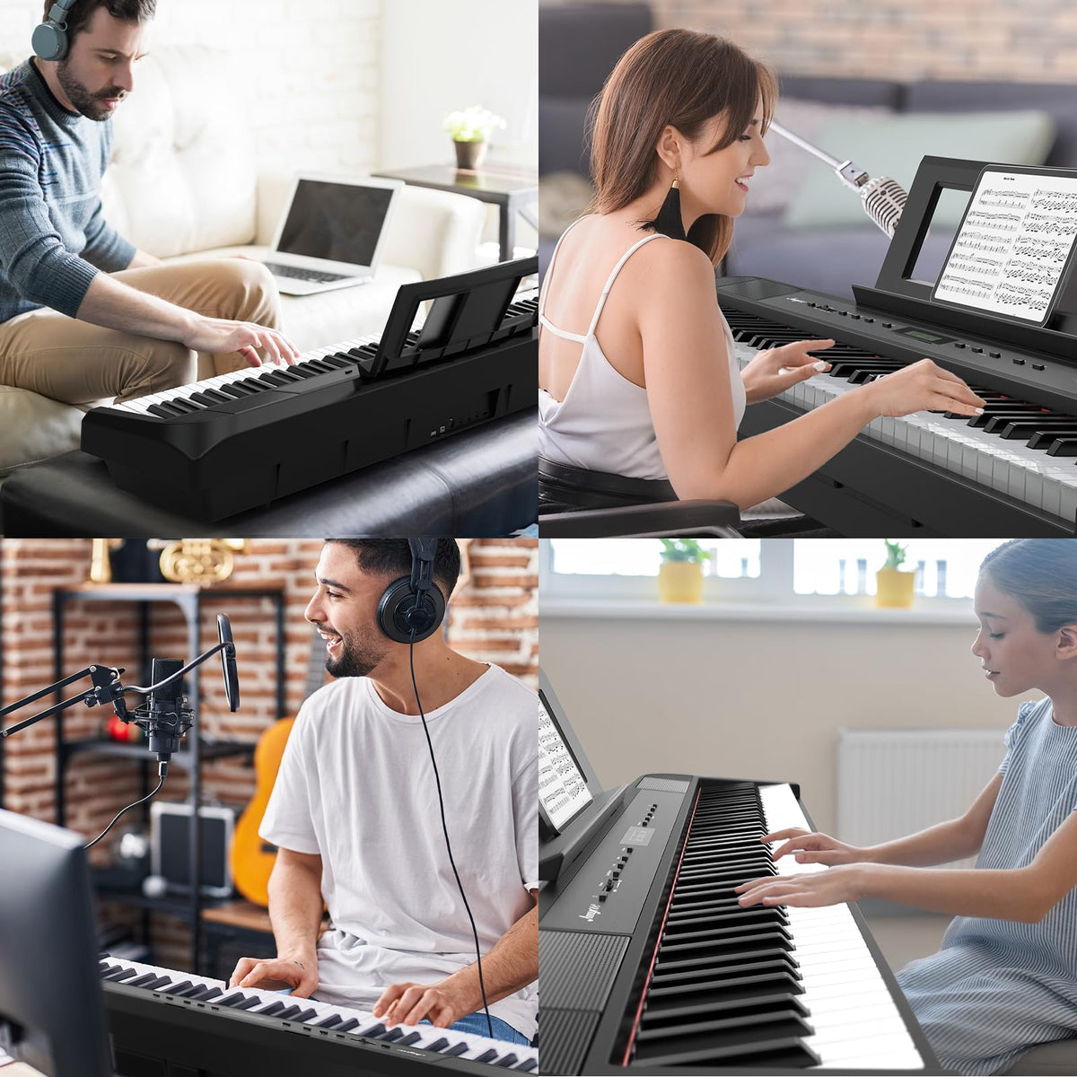 88-Key Weighted Hammer Action Digital Piano with Stand, Headphones, Carrying Case & Power Adapter G54258
