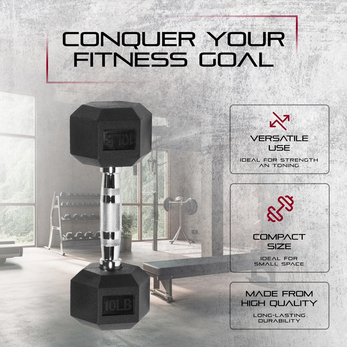 Rubber Encased Hex Dumbbell A8339