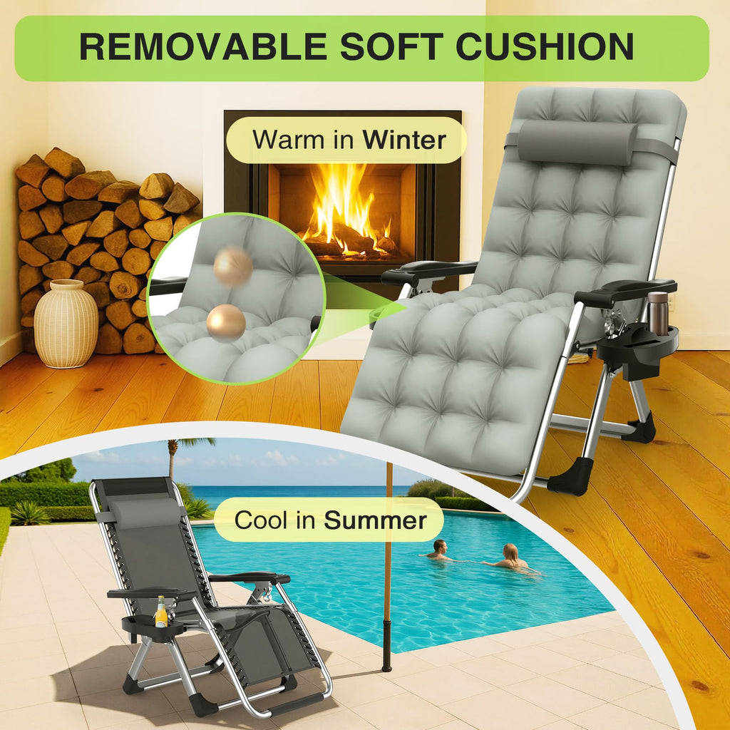 Zero Gravity Reclining Camping Lounge Chair with Cup Holder Z27868