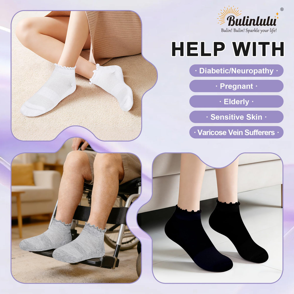 6 Pairs Low Cut Non Binding Ankle Socks V114704