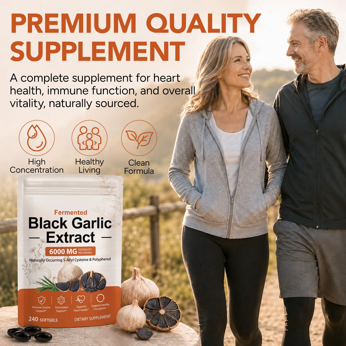 Black Garlic Capsules 6000mg 240 Softgels G70533
