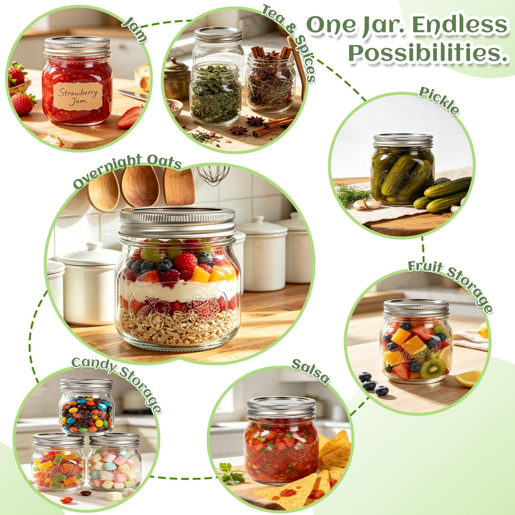 16 oz 12 Pack Wide Mouth Mason Jars with Lids H161543