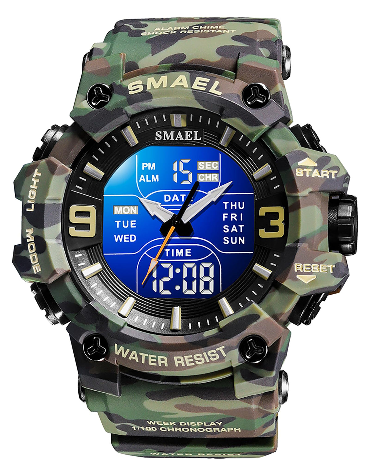 Men Tactical Analog Digital Sport Watch 50M LED T3033