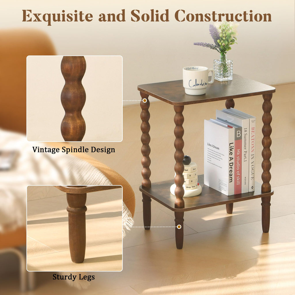 Side Table with 2-Tier Shelf F9225