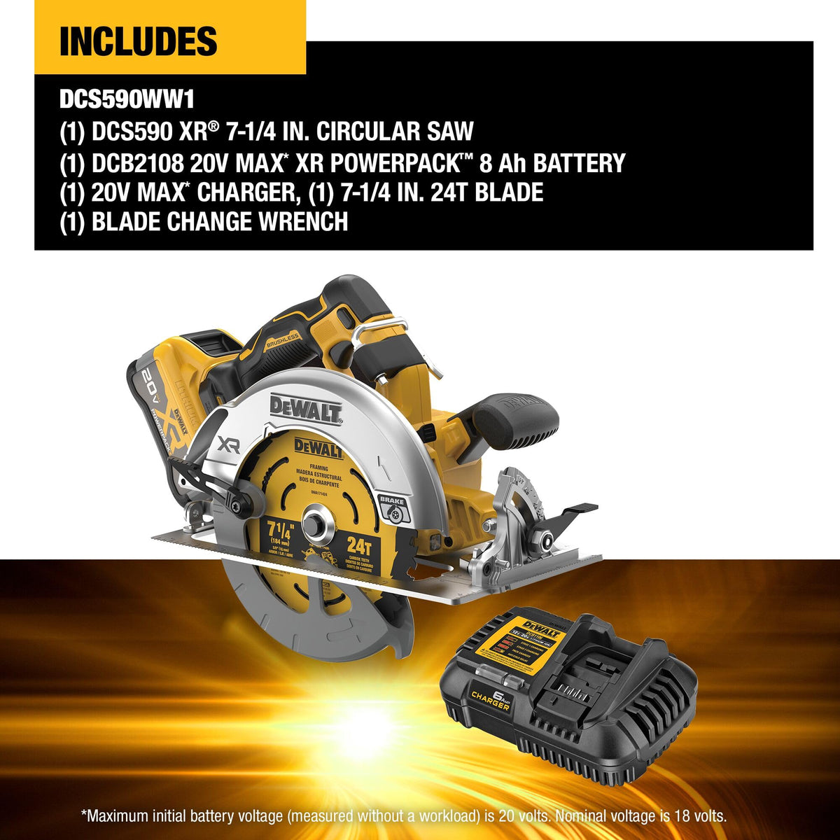 20V MAX XR Brushless Cordless 7-1/4 in. Circular Saw Kit with Battery and Charger B885