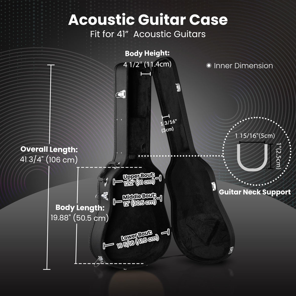 Dreadnought 41 Inch Wooden Hardshell Guitar Case W5378