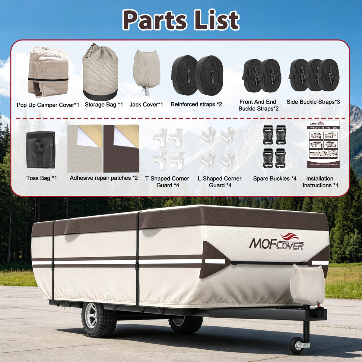 9 Layers Waterproof 14-16ft Pop Up Camper Cover I34066