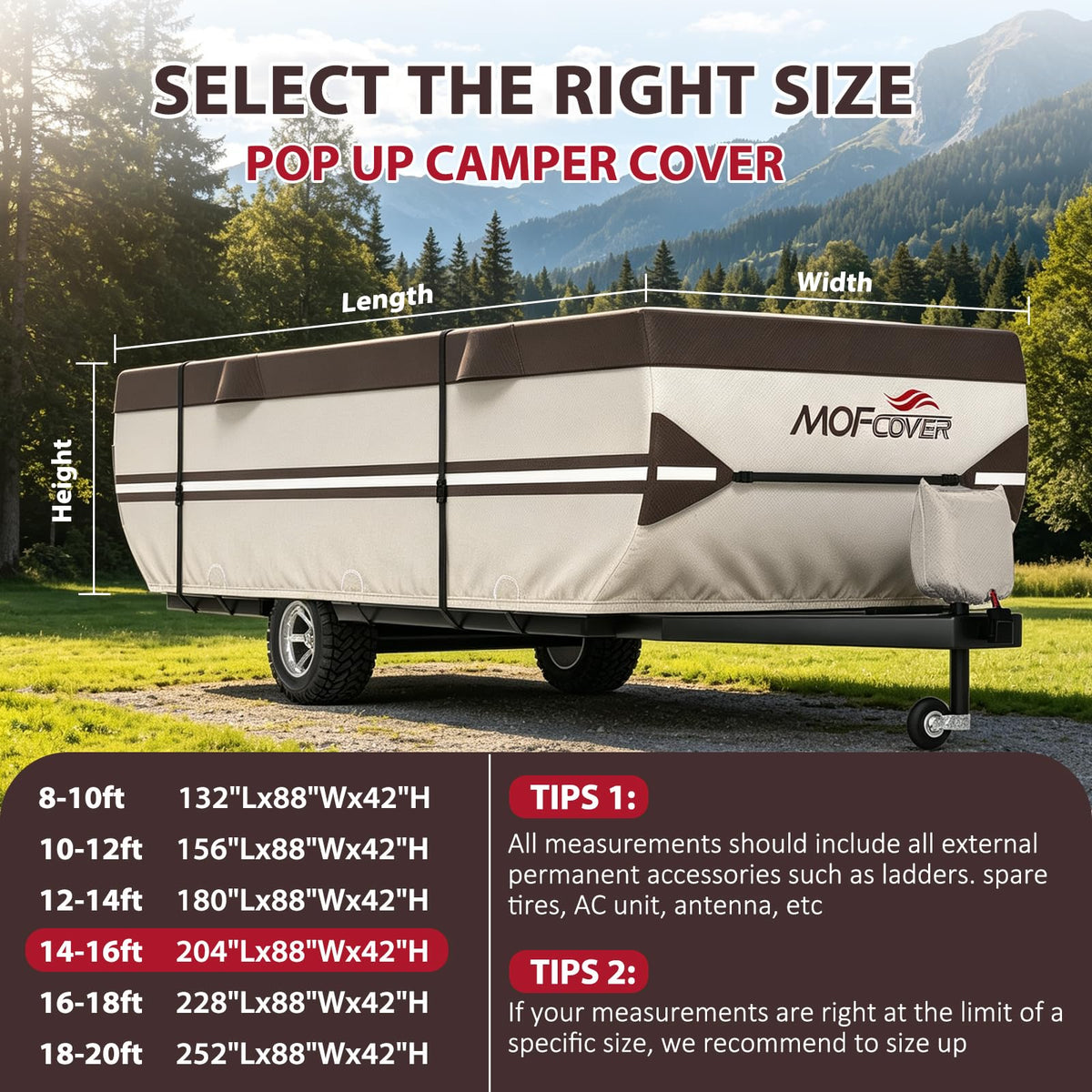 9 Layers Waterproof 14-16ft Pop Up Camper Cover I34066