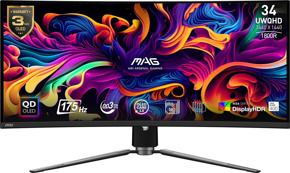 34 Curved OLED Gaming Monitor, 3440 x 1440, 175Hz, Black E4635