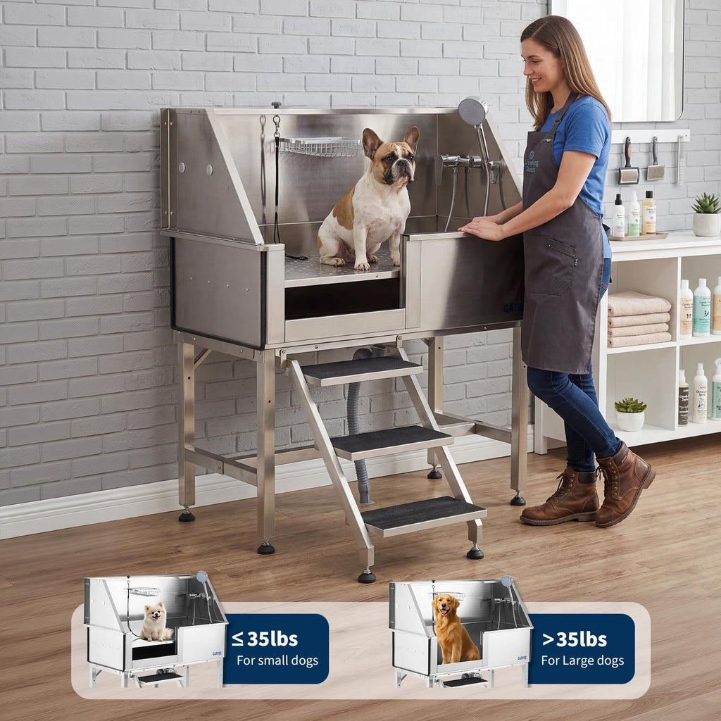 46 Inch Stainless Steel Dog Washing Station with Access Stairs T644821