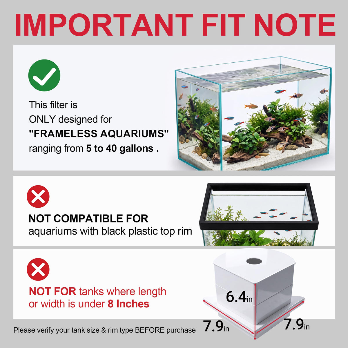 3-Tier Hang On Back Aquarium Filter 10W 158GPH E1452