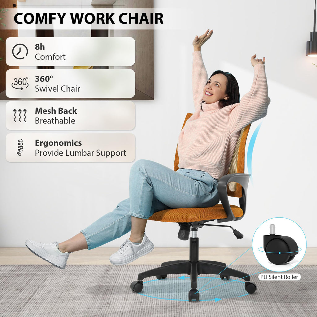 Adjustable Mid Back Ergonomic Mesh Office Chair with Lumbar Support K577417