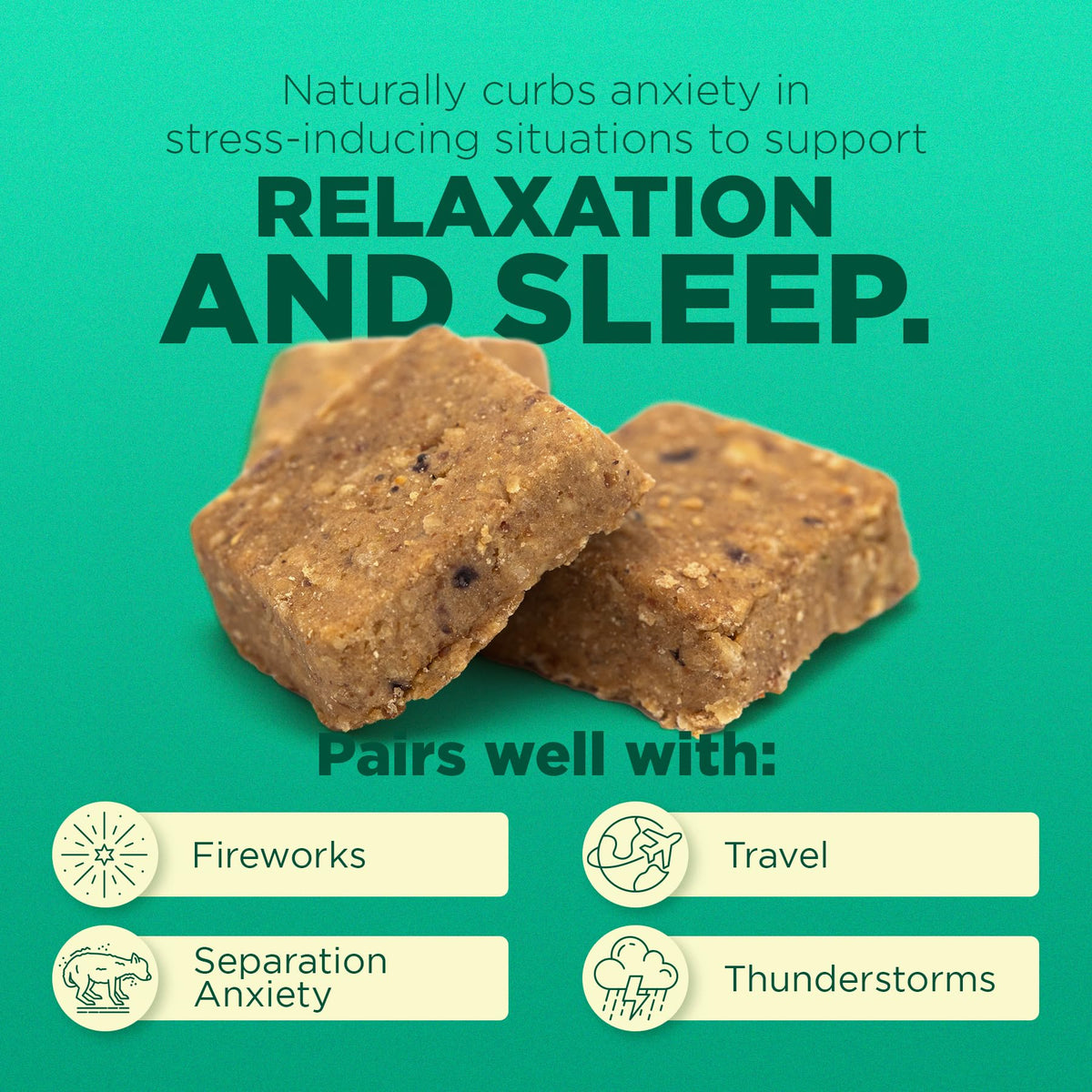 Hemp Calming Chews for Dogs with Chamomile 60 Bacon Treats L7898