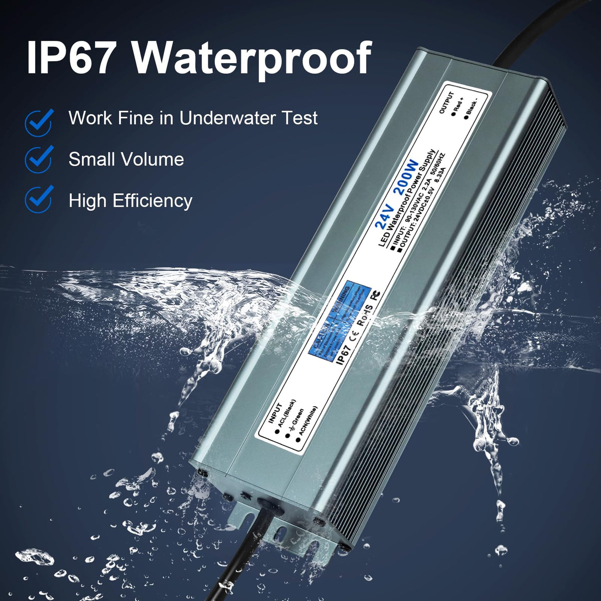 24V 200W IP67 Waterproof LED Power Supply U2228
