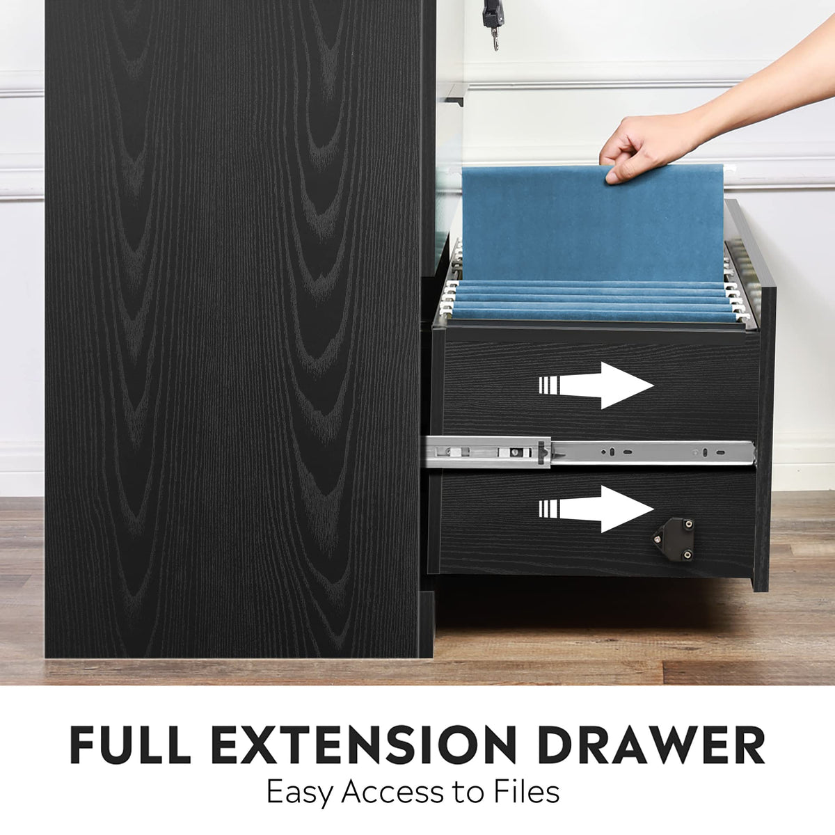 Black 2 Drawer Lateral File Cabinet with Lock W2843