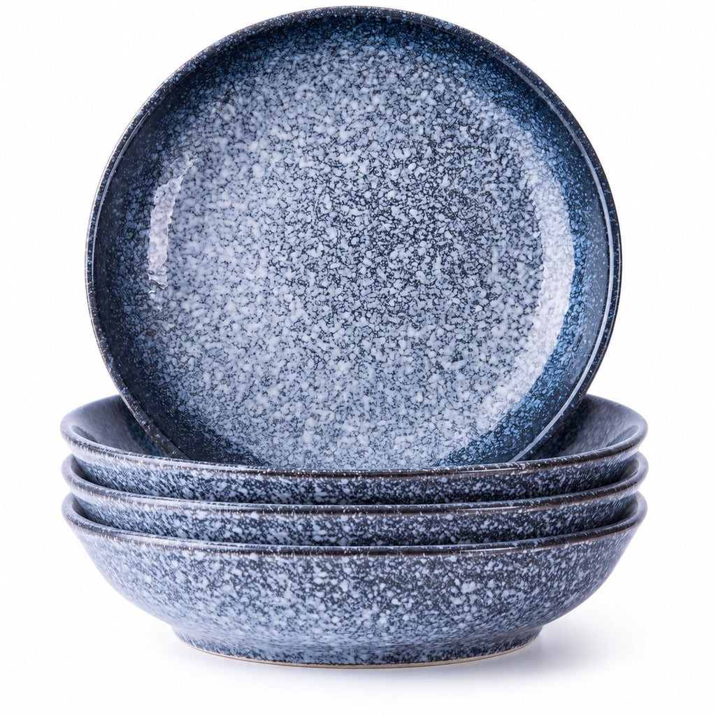 8-Inch Ceramic Pasta Bowls, Set of 4, Blue Glaze F8609