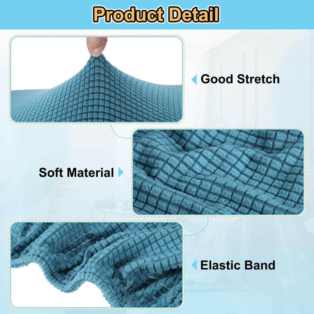 Teal Stretch Polyester Ottoman Cover A93537