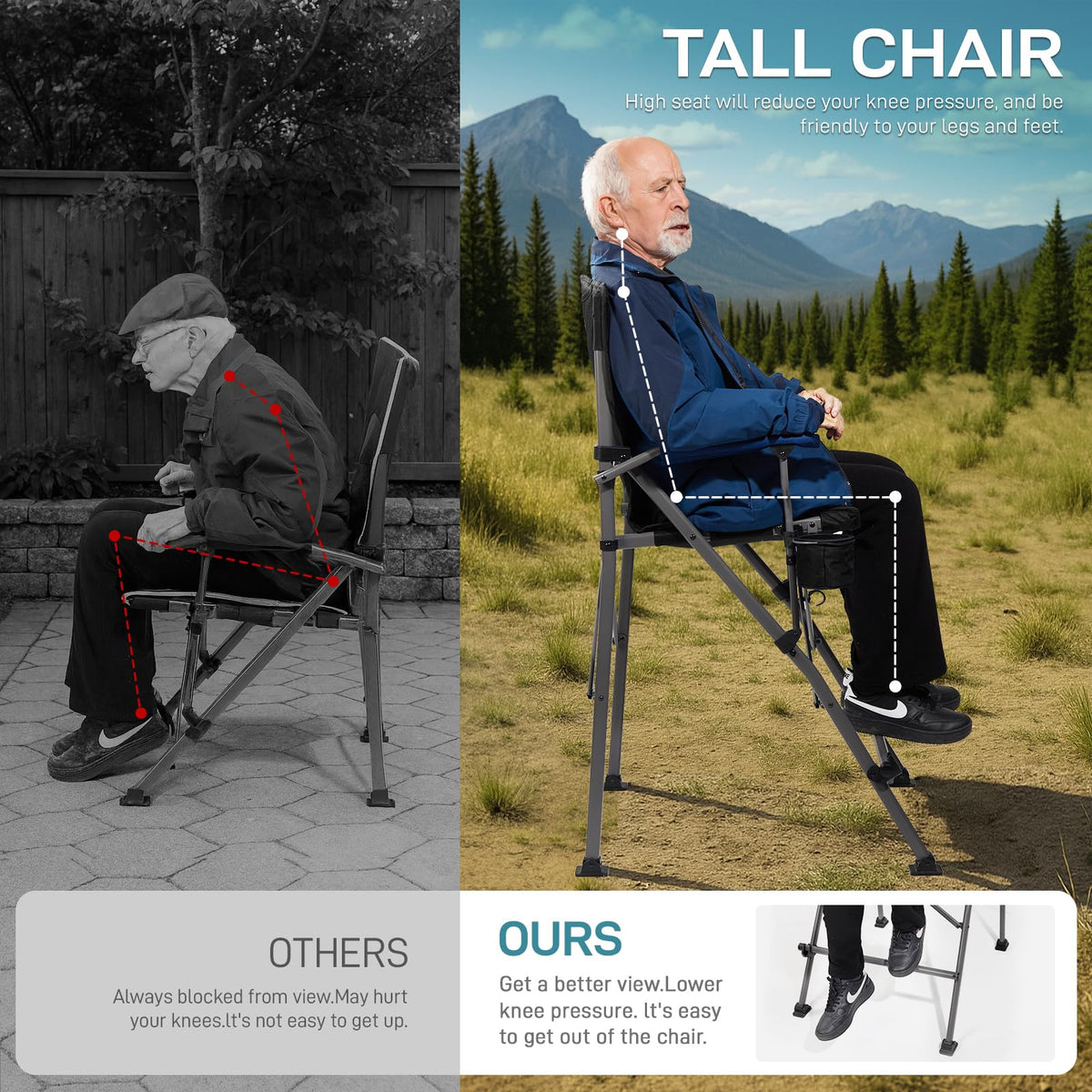 Foldable Camping Chair with Carry Bag Black X6093