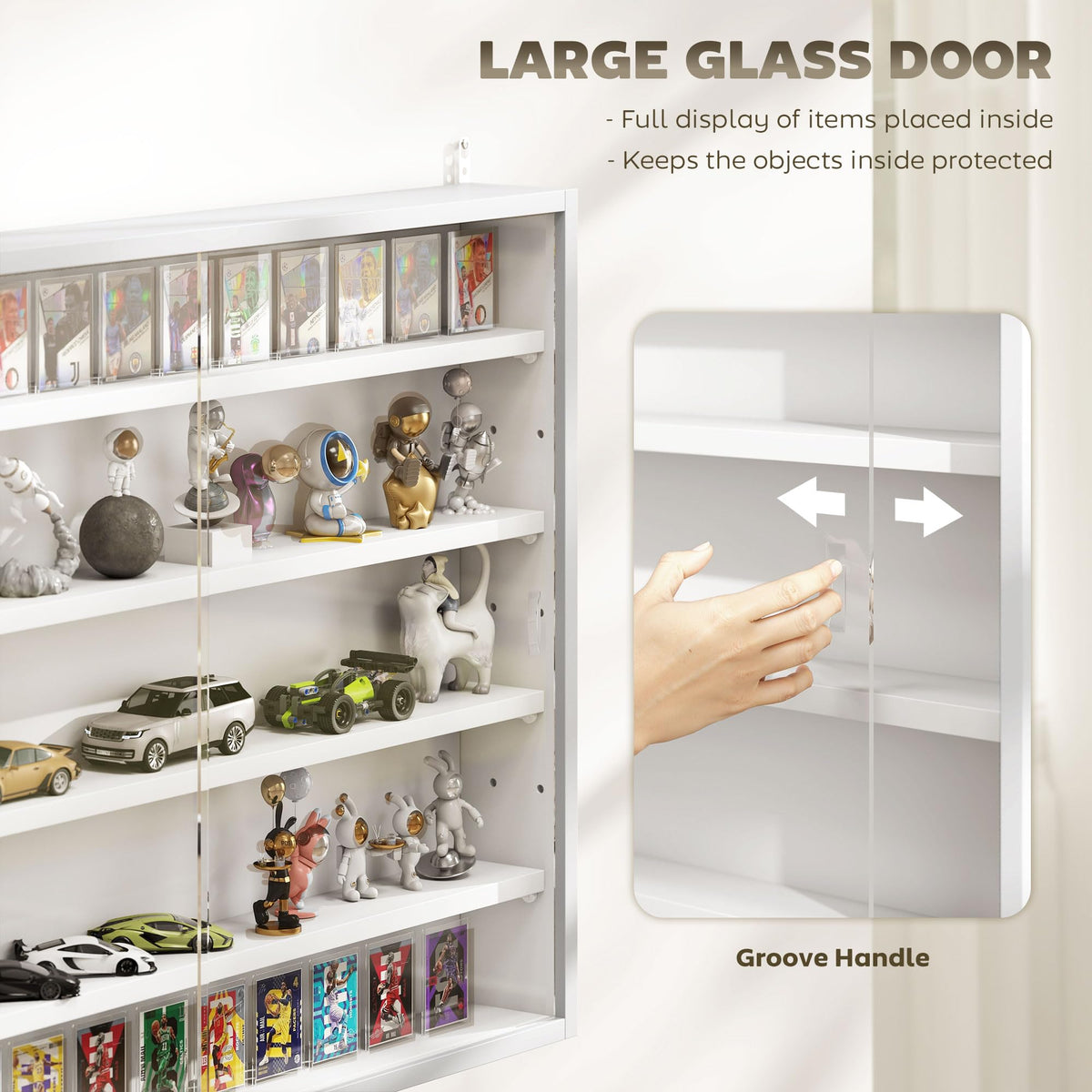 5-Tier Wall Mounted Display Cabinet with Glass Doors White X36085