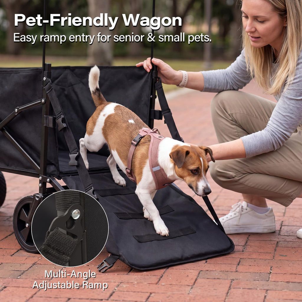 Large Dog Wagon Cart with Canopy, All-Terrain Wheels, Ramp Tailgate E999800