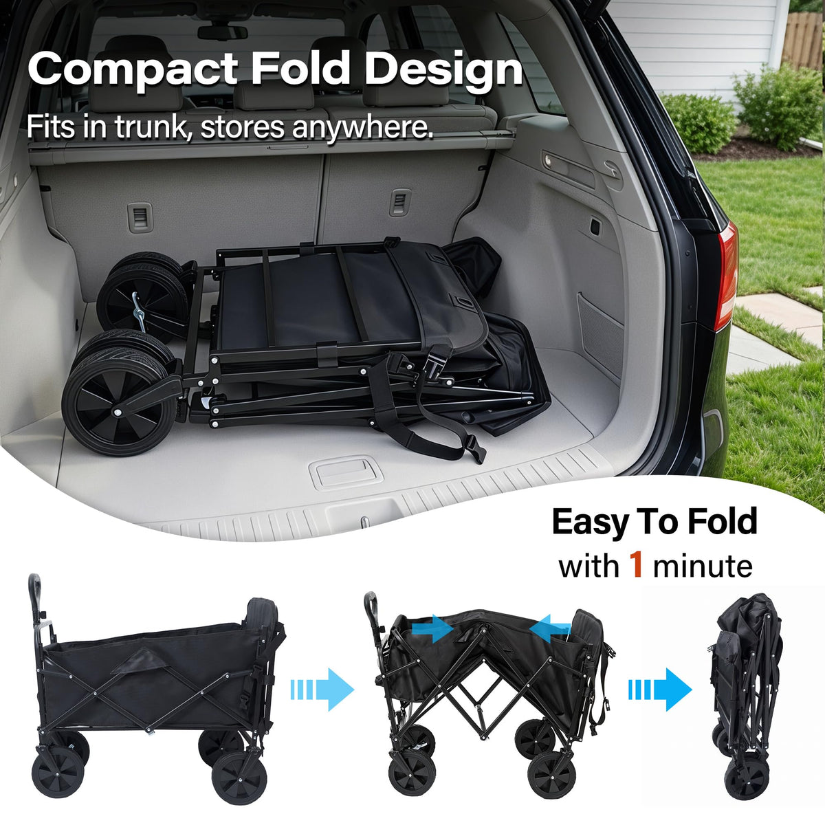 Large Dog Wagon Cart with Canopy, All-Terrain Wheels, Ramp Tailgate E999800