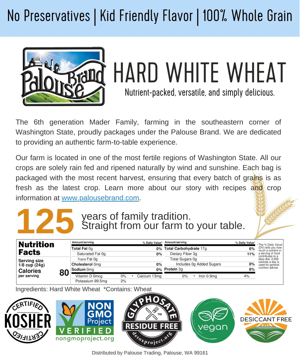 Hard White Wheat Berries 5 lbs V588