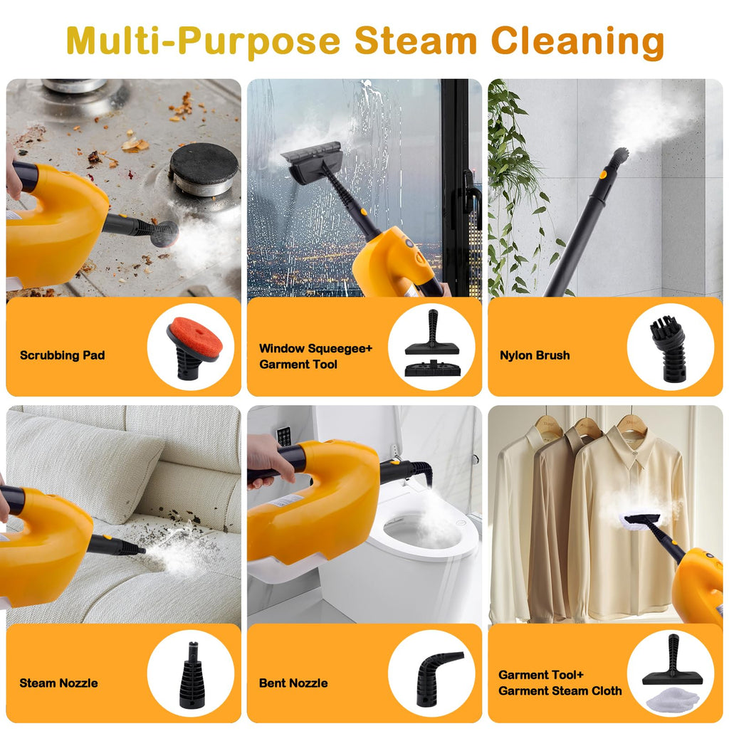 Steam Mop with 23FT Cord, 12OZ Removable Tank Q598925
