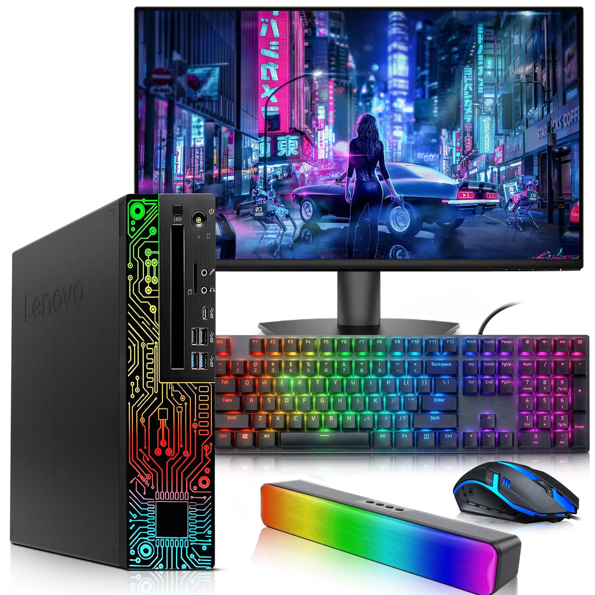 RGB Desktop PC Intel Core i5-8500 16GB DDR4 RAM 256GB SSD 500GB HDD GeForce GT 1030 T3009