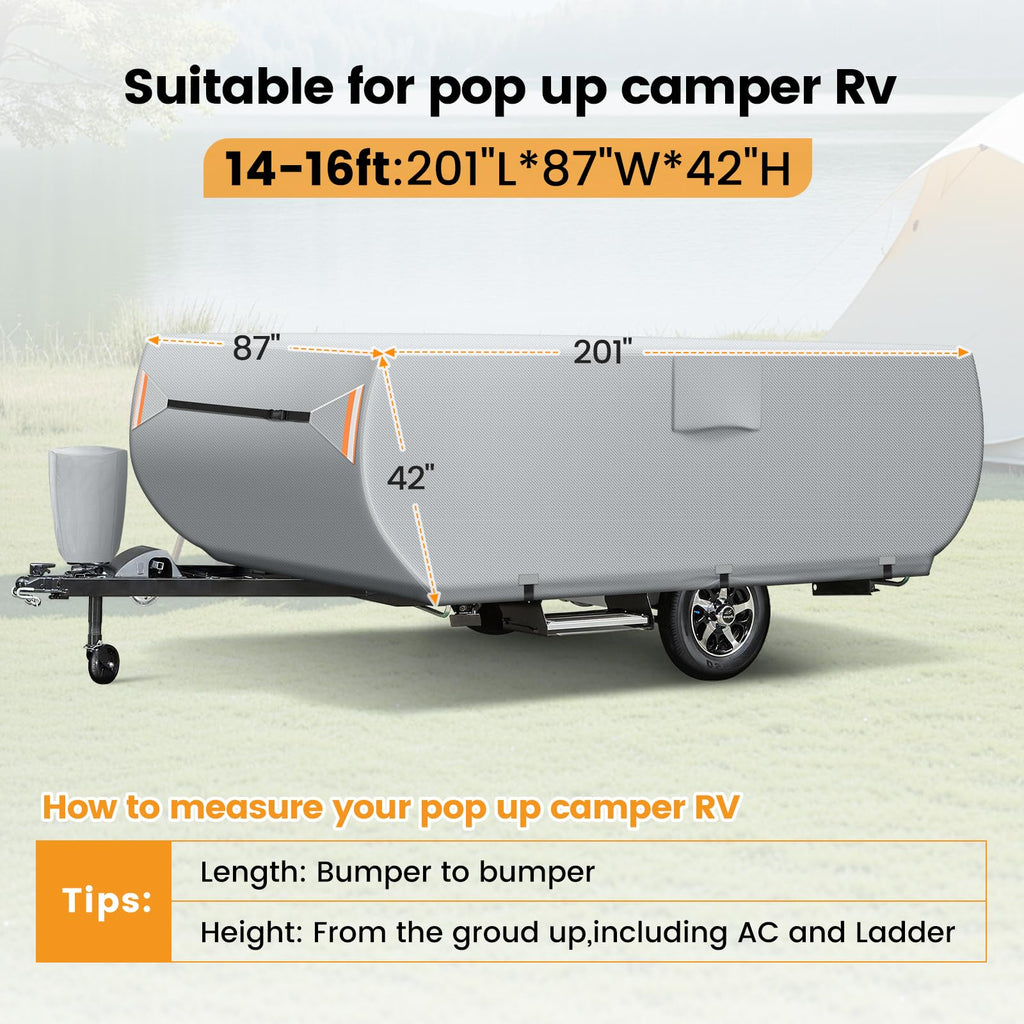 7 Layers Ripstop Waterproof Pop Up Camper Cover Fits 14' - 16' Trailers B986