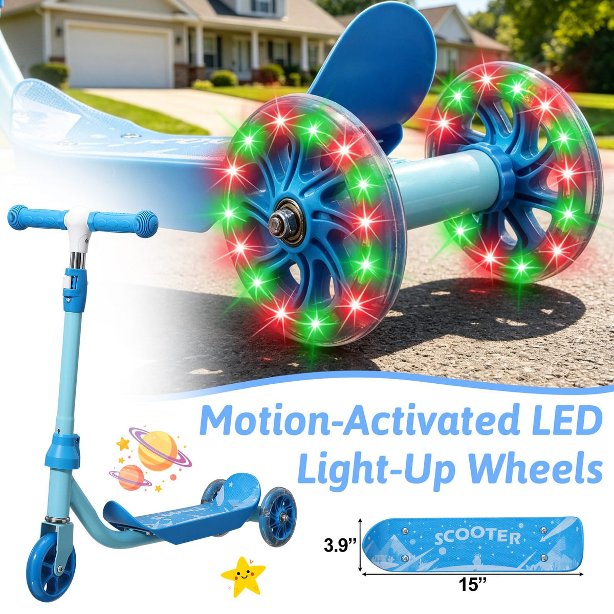 3-Wheel Kids Scooter Ages 2-7 Blue R488679