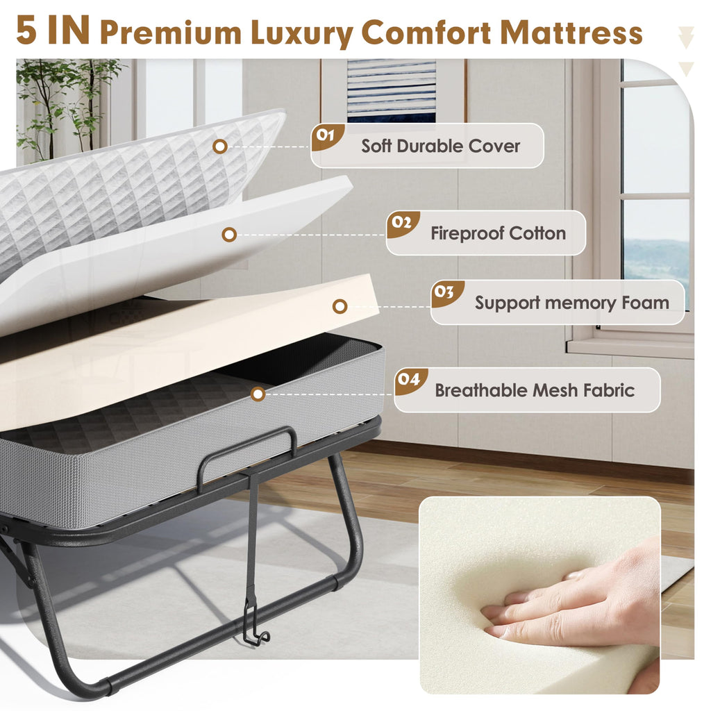 Folding Bed with Mattress Twin 75" x 38" K8772