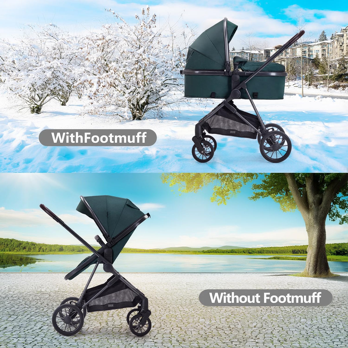 2 in 1 Convertible Reversible Seat Foldable Aluminum Alloy Stroller O32709