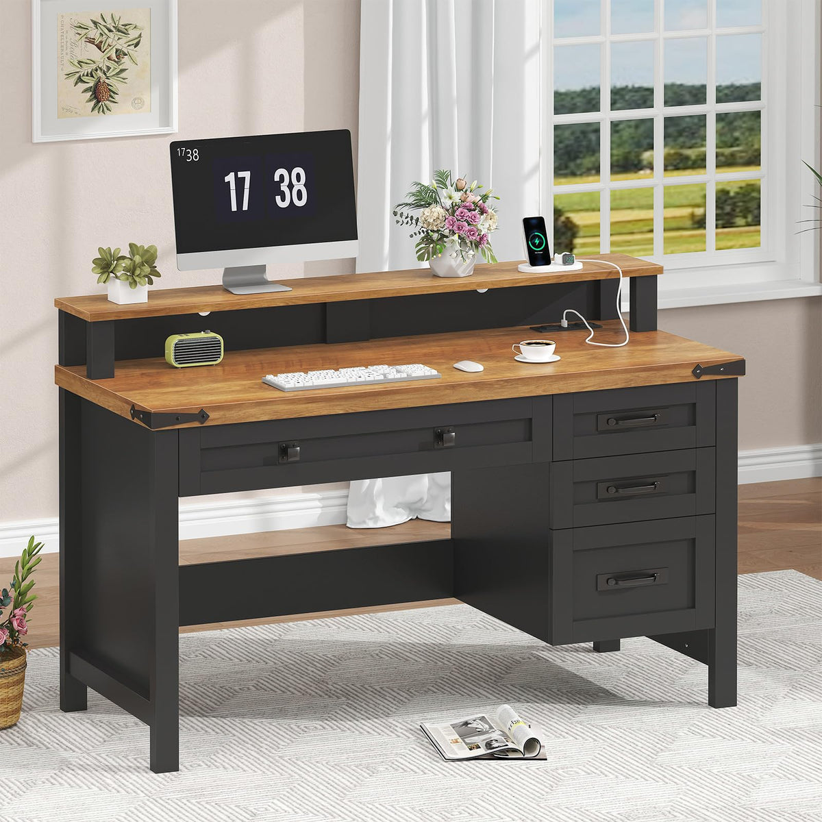 47" Computer Desk with Drawers D25621