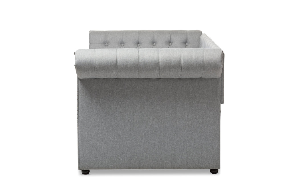 Light Beige Fabric Trundle Daybed U6190