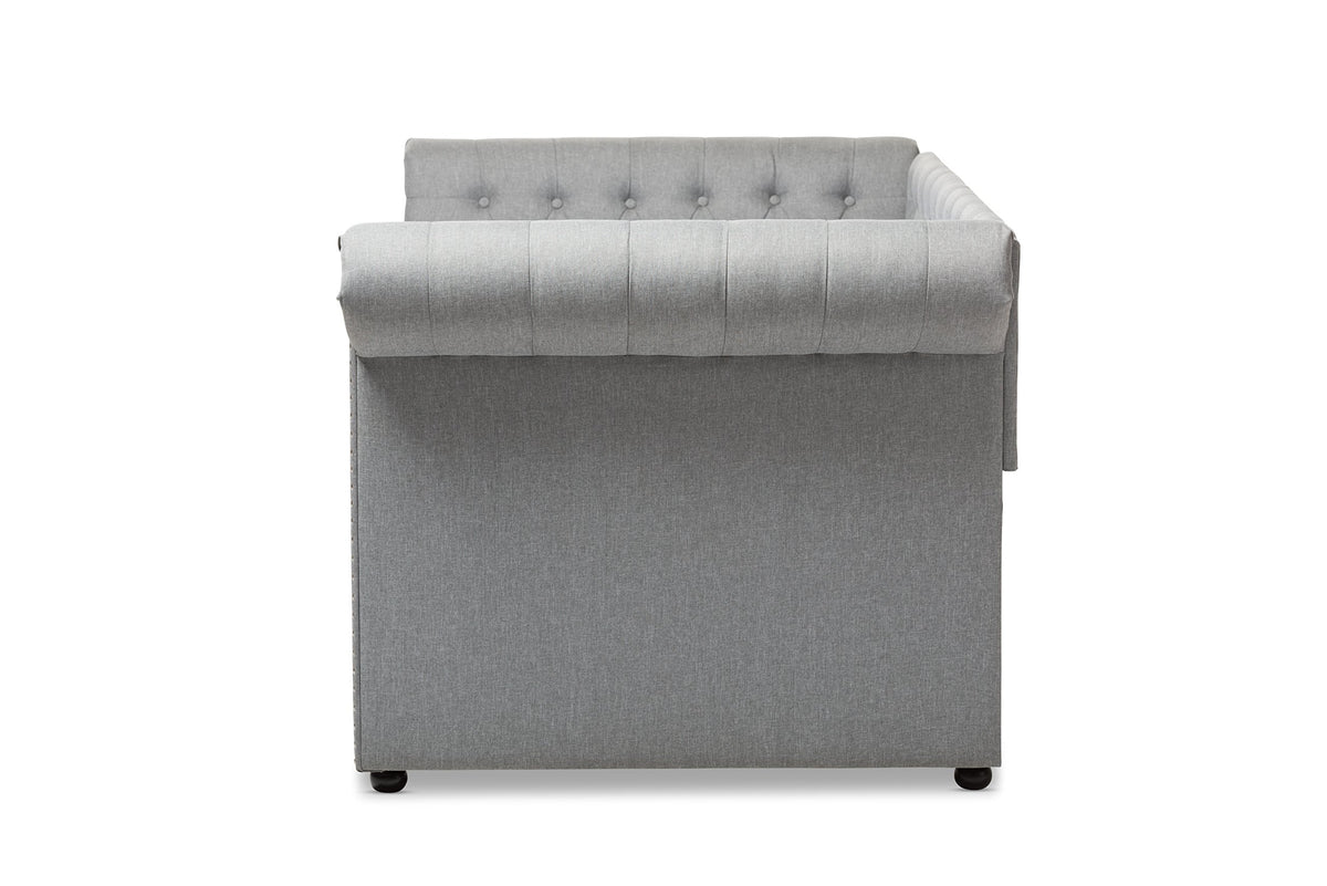 Light Beige Fabric Trundle Daybed U6190