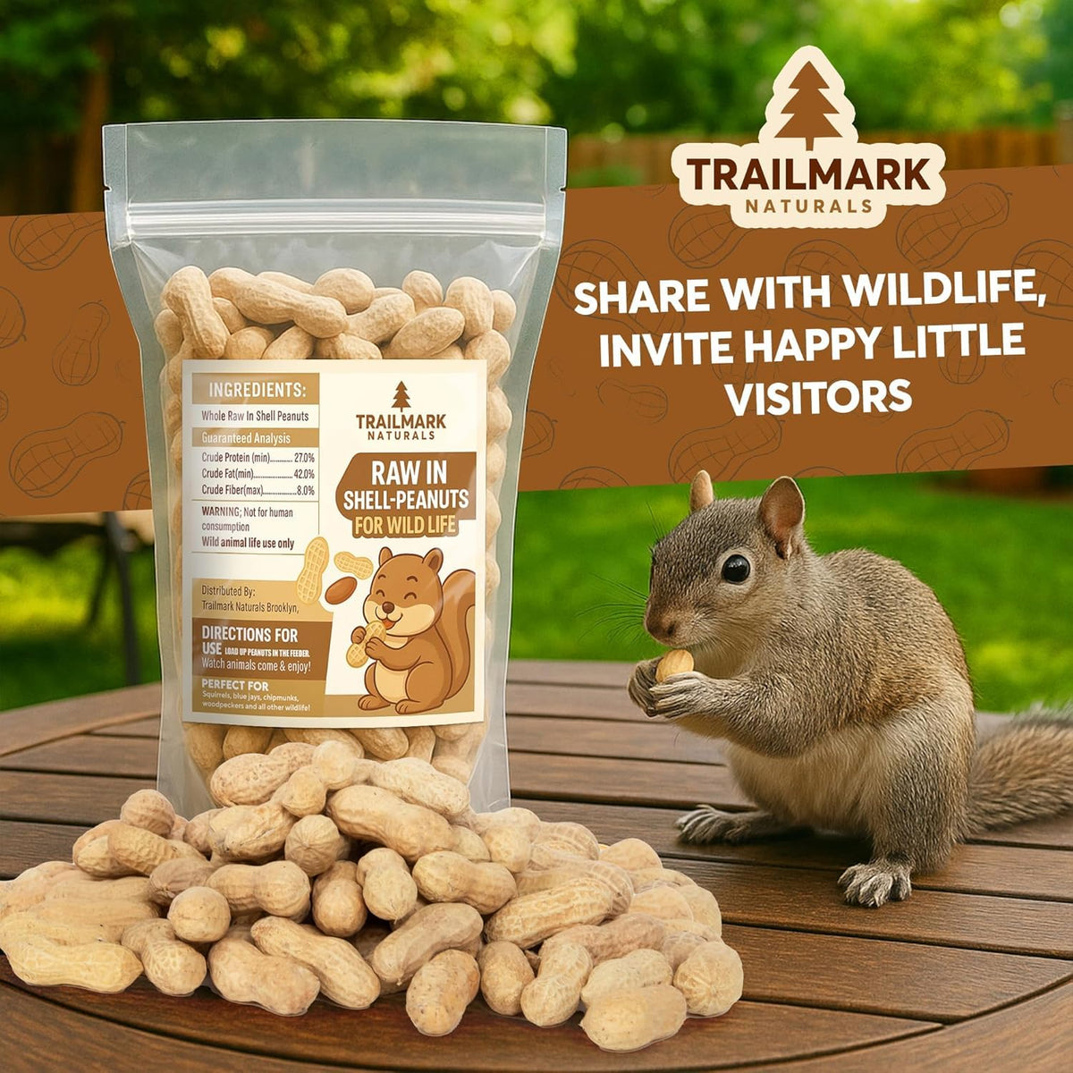 Raw Peanuts for Squirrels and Birds, 5 Pounds Total B431