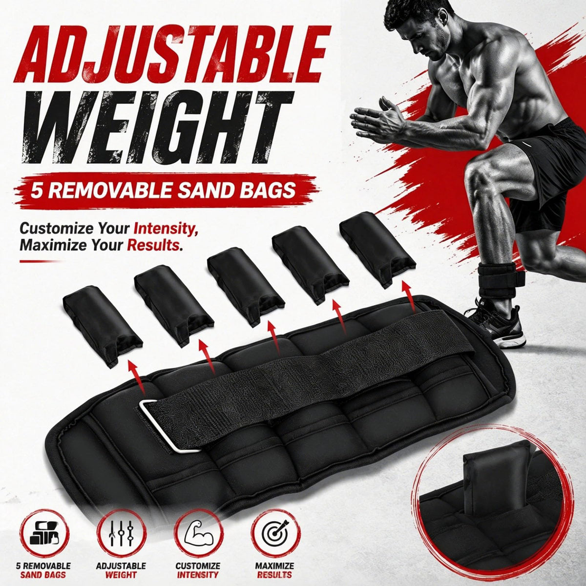 Adjustable 10 lbs Ankle Weights Set S818