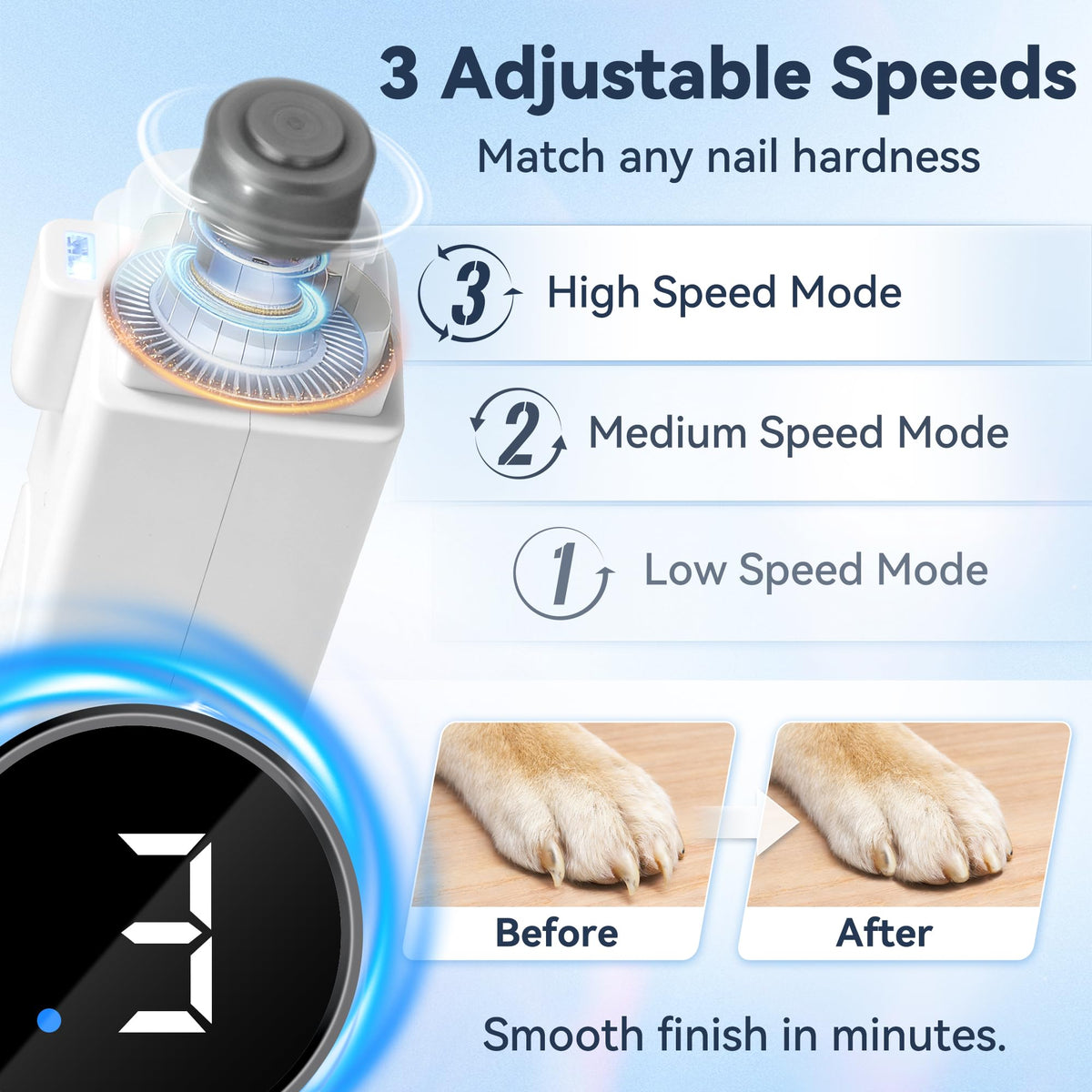 2-in-1 Quiet Electric Pet Nail Clipper & Grinder with Light T911464