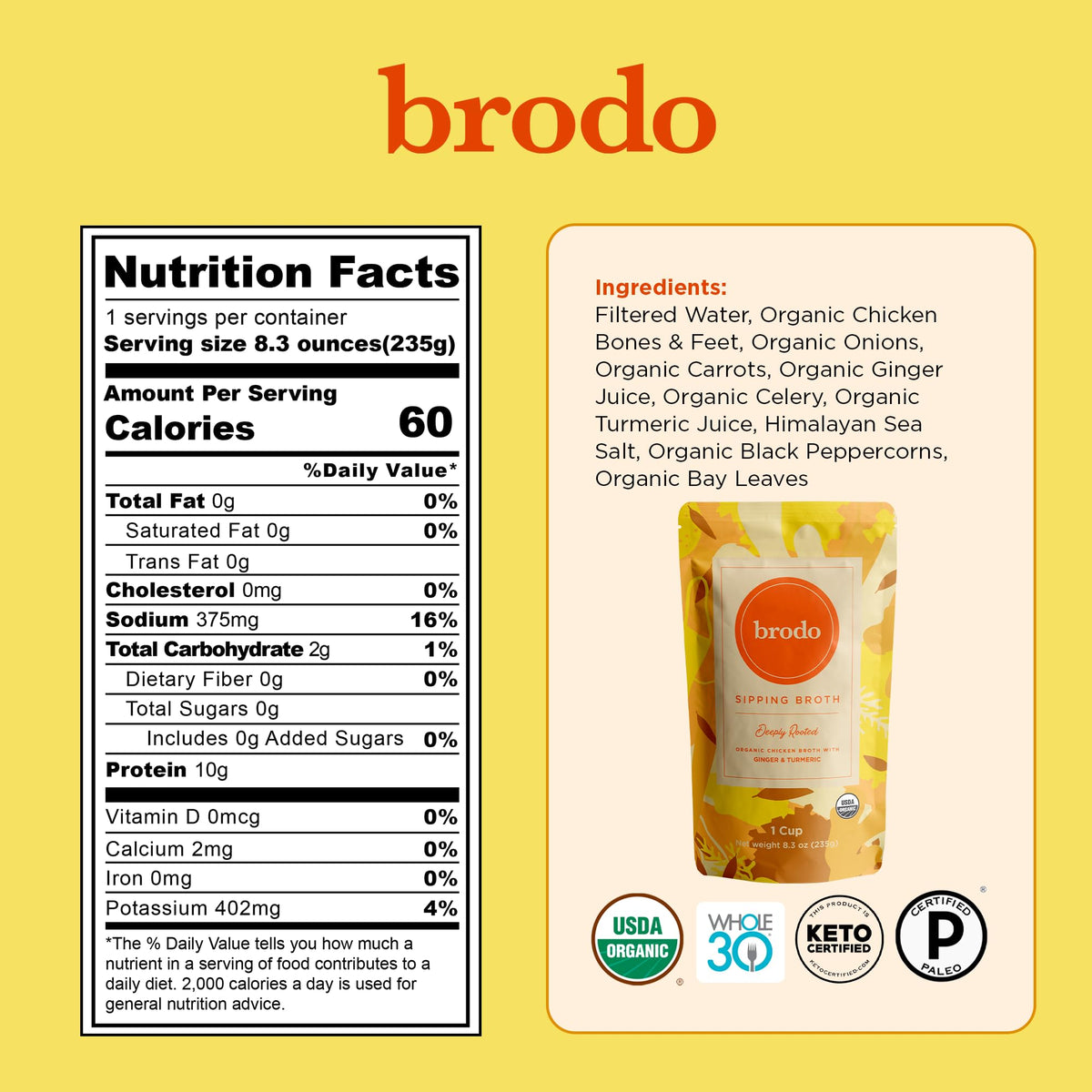Chicken Bone Broth Variety Pack 30 Cups A525