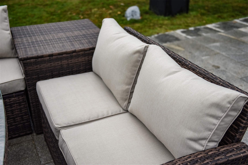 7 Pcs Rattan Wicker Sofa Set with Storage Box and Cushions I730