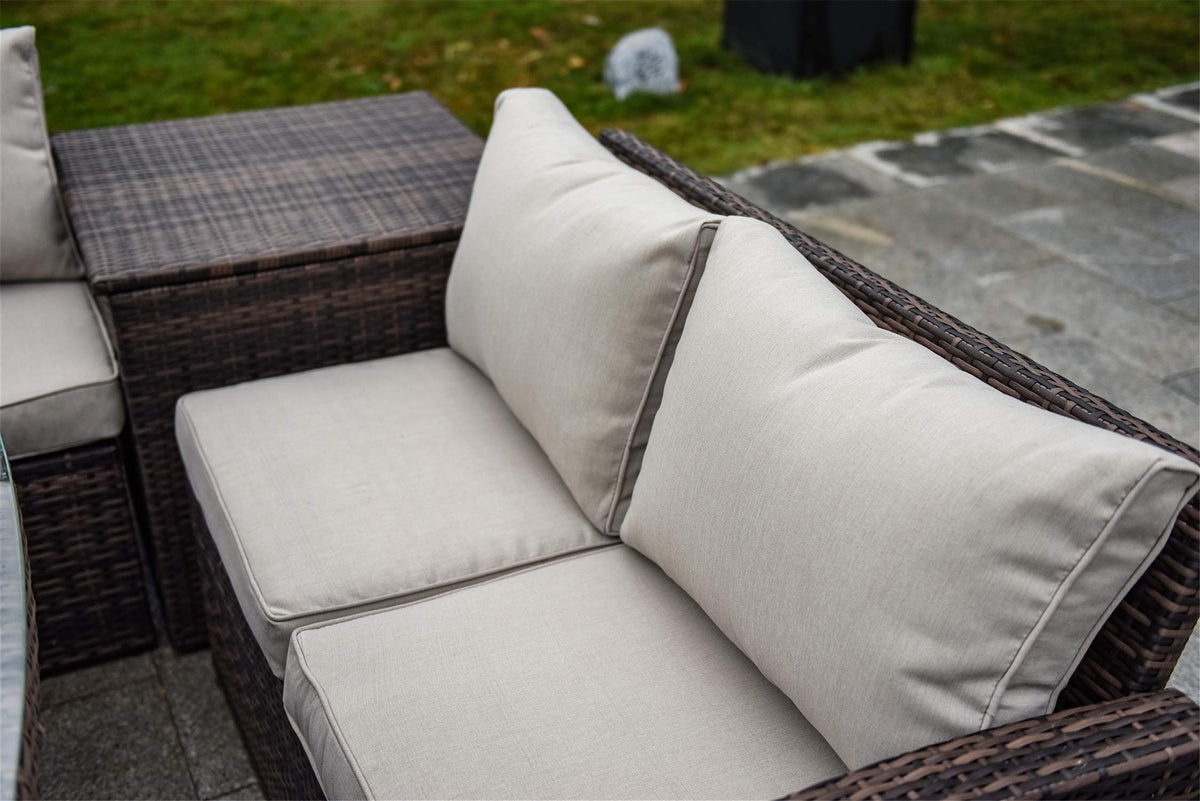 7 Pcs Rattan Wicker Sofa Set with Storage Box and Cushions I730