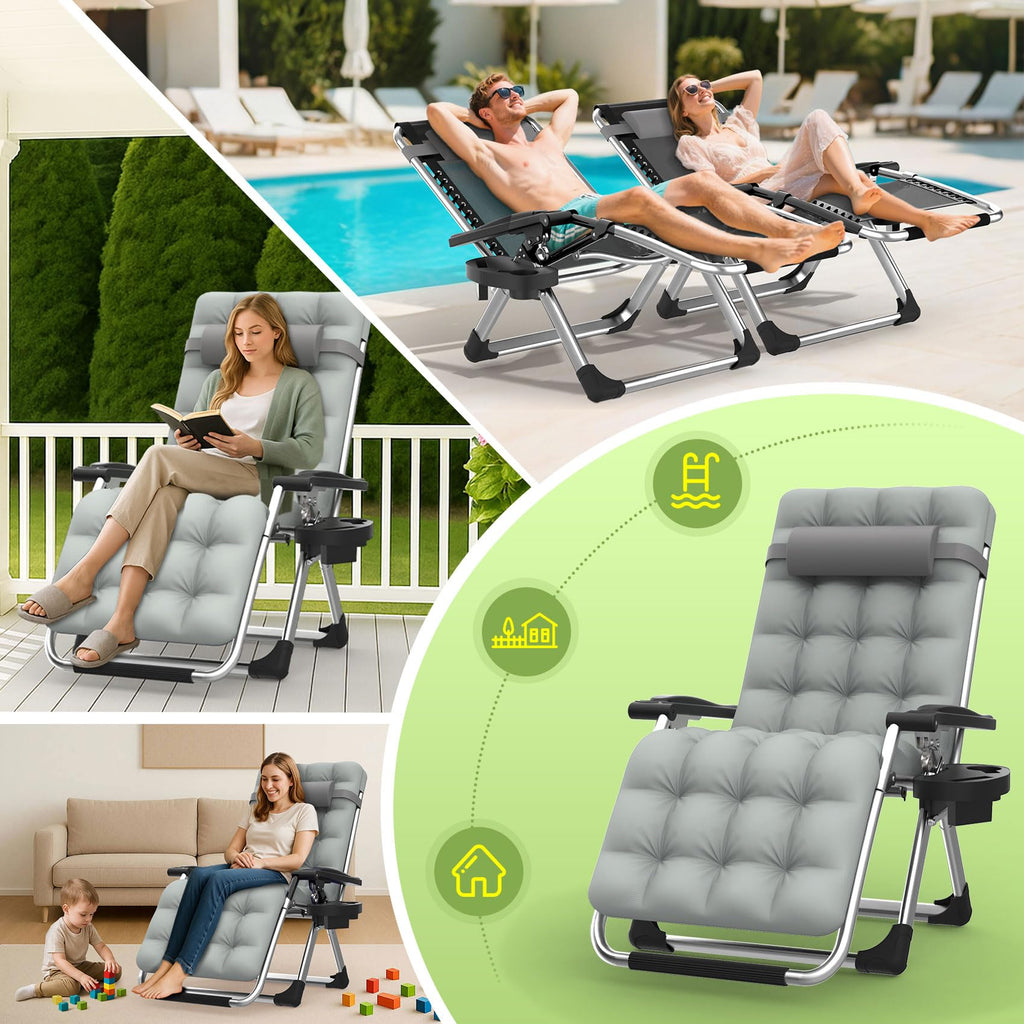 Zero Gravity Reclining Camping Lounge Chair with Cup Holder Z27868