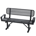 4FT Black Metal Garden Bench with Backrest H570395