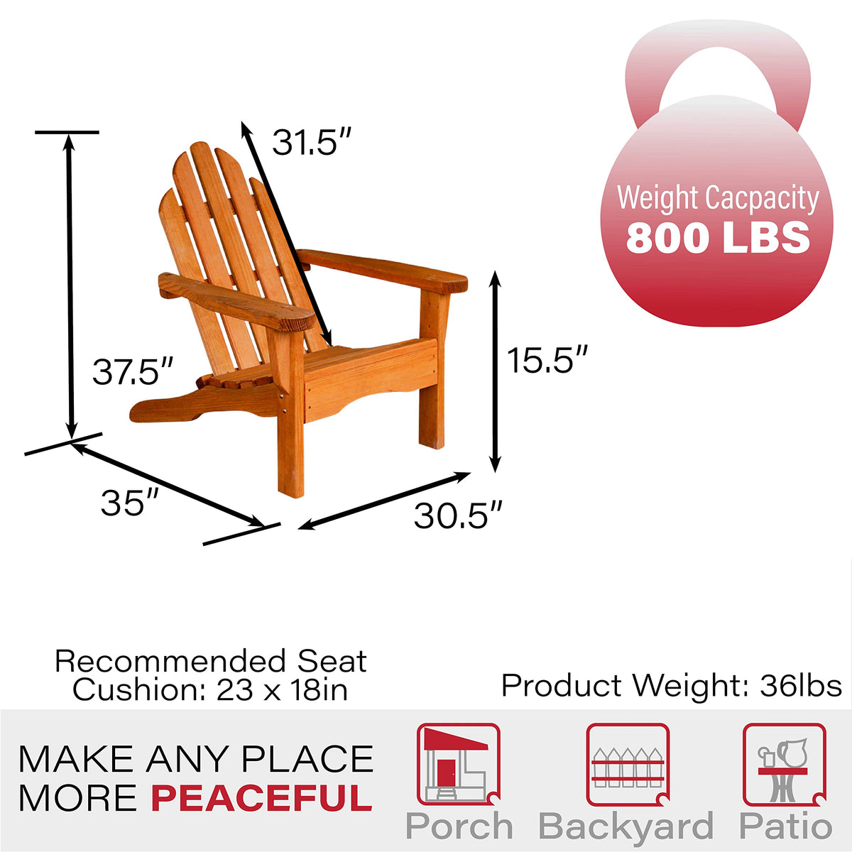 Heavy Duty Adirondack Chair Treated Pine 800 Lb Weight Capacity A673142