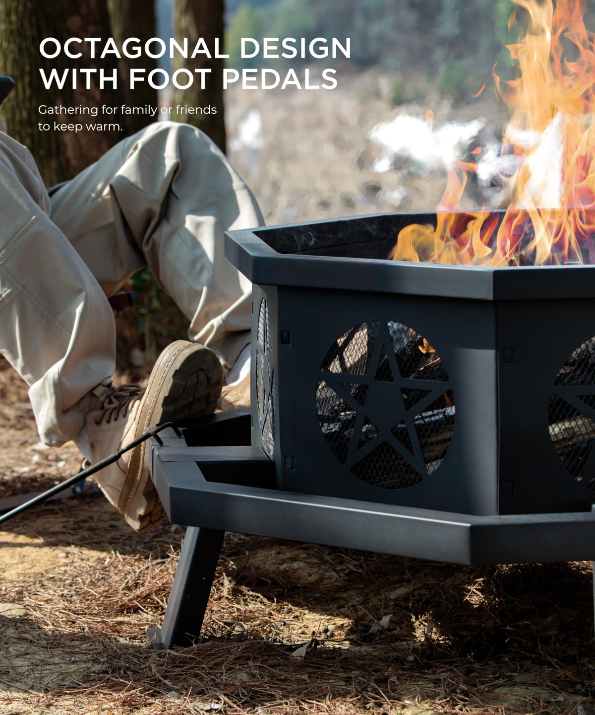 35 inch Wood Burning Fire Pit with Cooking Grill L6809