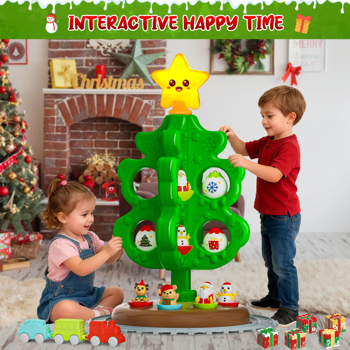 Light Up Musical Christmas Tree Toy Set with Ornaments O5643